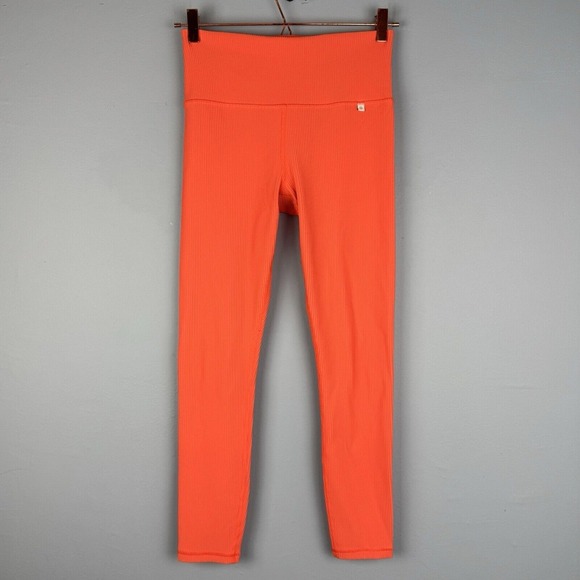 Athleta Alicia Keys Womens Pull On Corduroy Orange Leggings Pocket‎ Size Medium - Picture 1 of 6
